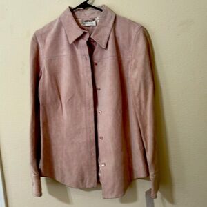Pink Suede Dana Buchman button up blouse